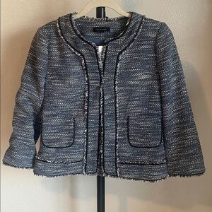 Ann Taylor Blue and White Tweed Blazer Jacket NWT